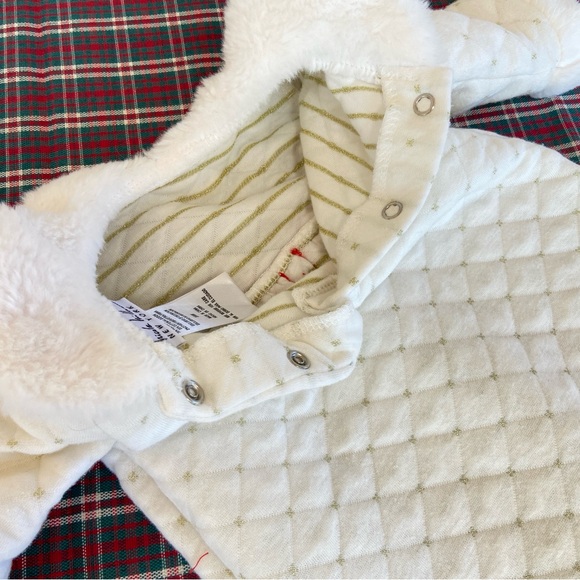Nicole Miller 3-6 Mo Set of 2 Fancy Quilted Winter Holiday Sleepers with Bows - Picture 7 of 16